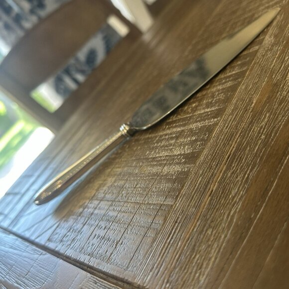 Unmarked Silverplate Pie Cake Server Bright Cut Floral Rope Border Vintage - Picture 9 of 10